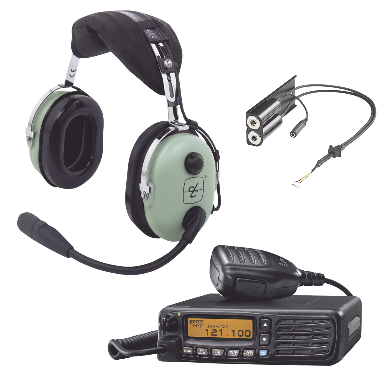 ICA120KIT Kit Radio Movil Aéreo Icom con Auricular David Clark para Aviación General