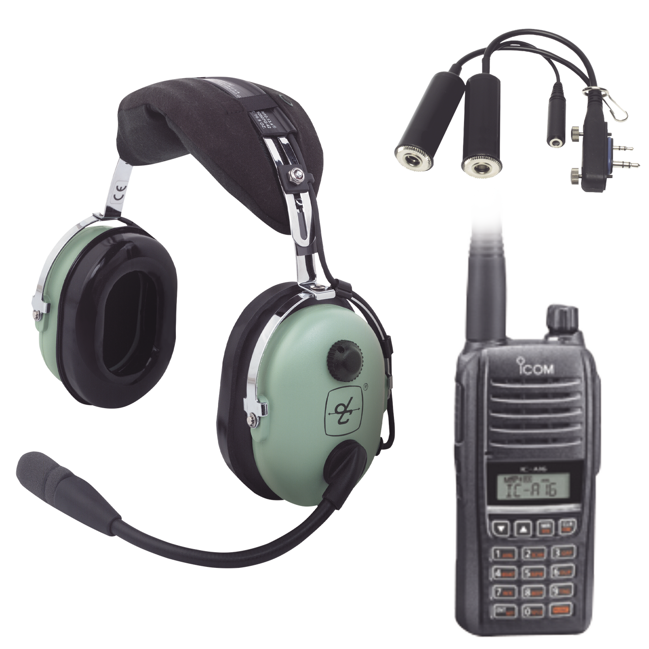 ICA16/21KIT Kit Radio Portátil Aéreo Icom con Auricular David Clark para Aviación General