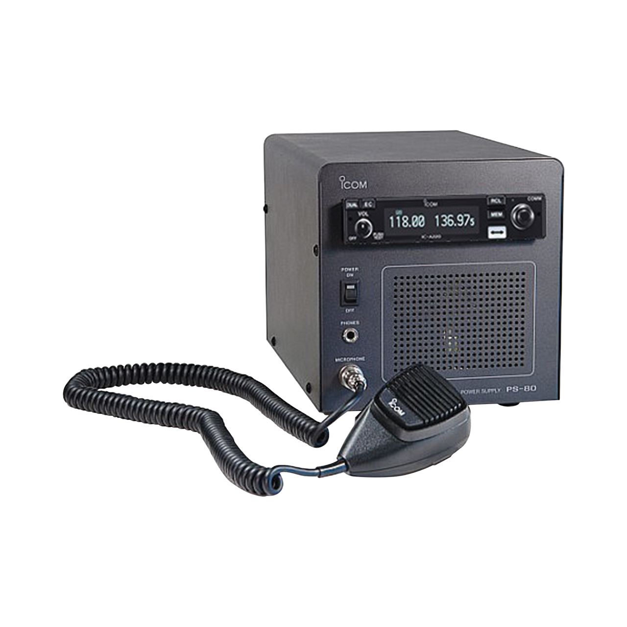 IC-A220B Radio móvil aéreo base IC-A220 con fuente de poder PS-80 incluida.