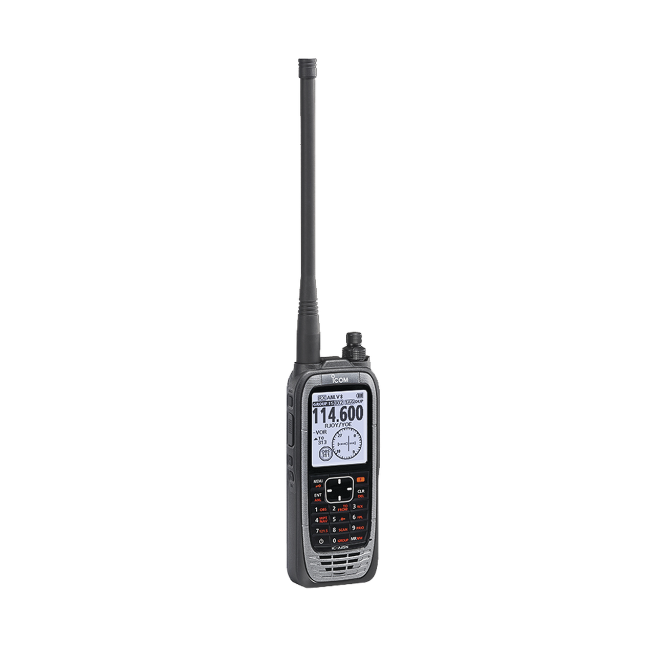 IC-A25N Radio portátil aéreo VHF con display de 2.3 pulgadas y teclado, 6W (PEP) de potencia, navegación, bluetooth y GPS, batería, cargador, antena y clip incluidos