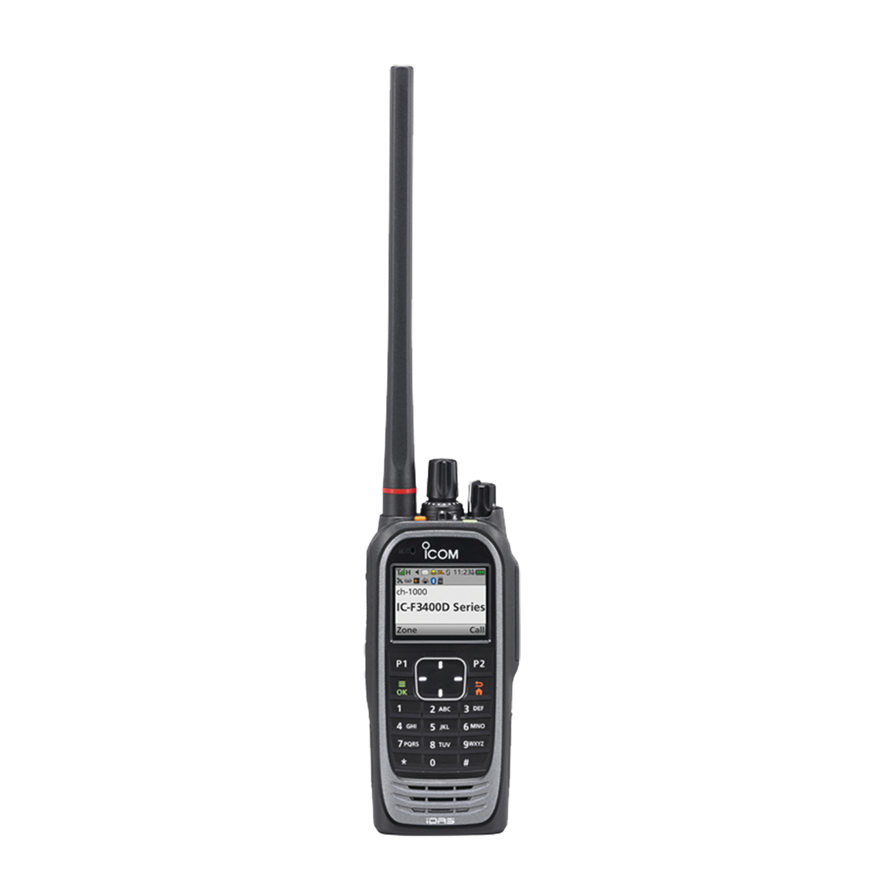 IC-F3400DT/01S Radio digital NXDN  con pantalla a color en la banda de VHF, rango de frecuencia 136-174MHz, 1024 canales, teclado DTMF, sumergible IP68, encriptación DES, GPS, bluethooth. no incluye cargador ni antena.
