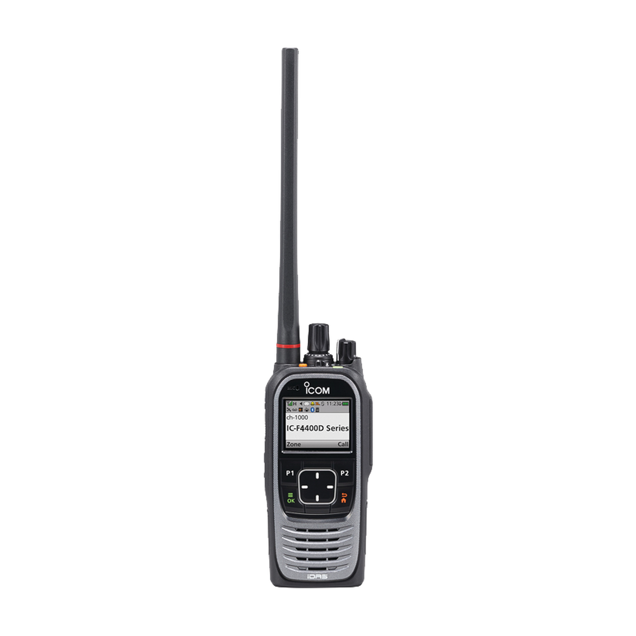 IC-F4400DS/41 Radio portátil digital y analógico con pantalla a color en rango de frecuencia 450-512 MHz, 1024 canales, 5 W de potencia de RF.  Batería, cargador, antena y clip incluidos.