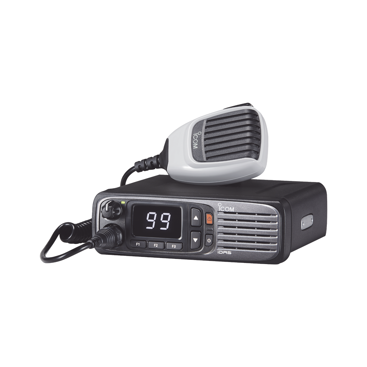 IC-F6400DS/11 Radio móvil digital con pantalla numérica, en rango de 380-470MHz, de 99 canales seleccionables, GPS, y bluethooth. Incluye micrófono, cable de corriente y bracket.