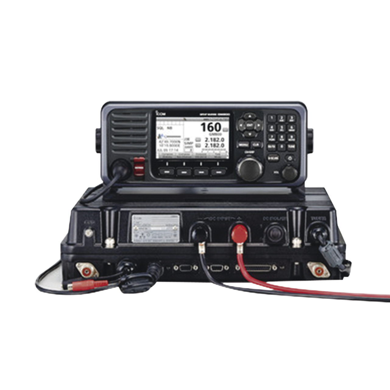 IC-GM800 Radio móvil marino en la banda de MF/HF, cumple con GMDSS bajo el requerimiento de SOLAS, pantalla de 4.3 pulgadas. Incluye micrófono y kit de montaje.