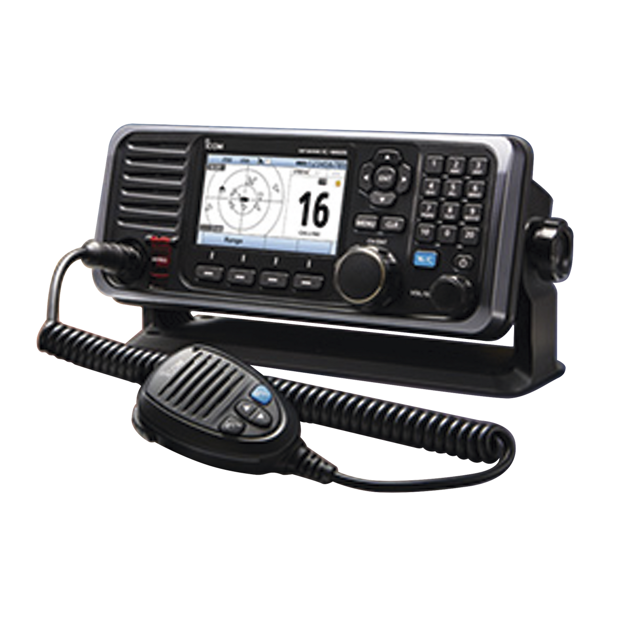 ICM605/41 Radio Móvil Marino en banda de VHF, con pantalla a color de 4.3 pulgadas, receptor de GPS, grabador de voz, incluye receptor AIS.