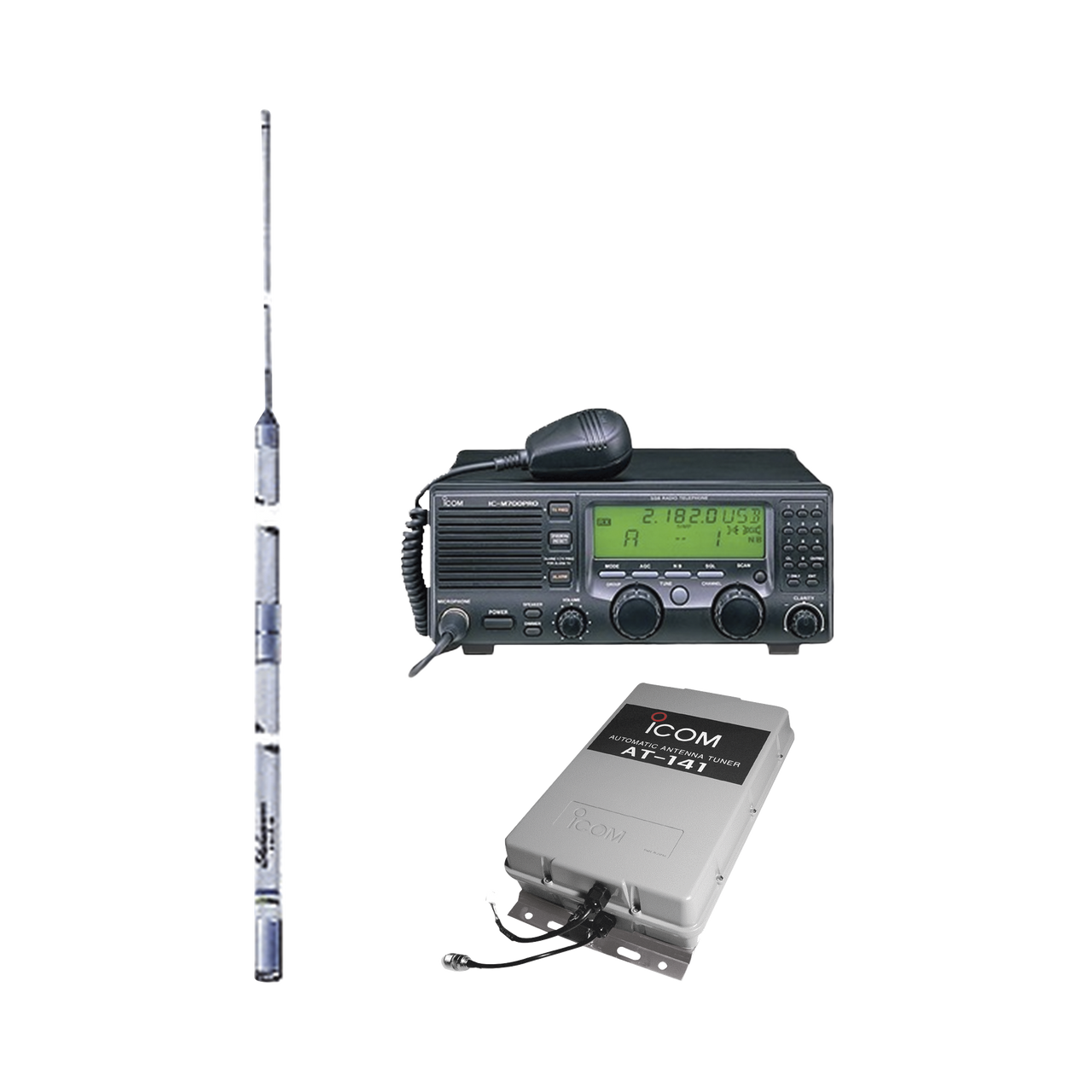 IC-M700PRO-KIT4 Kit de radio IC-M700pro con sintonizador de antena AT-141 y antena HF Shakespeare 393
