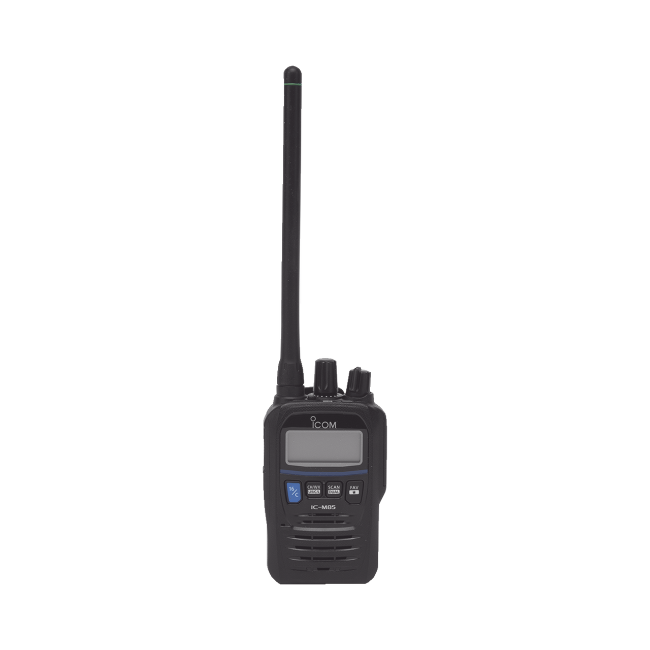 IC-M85UL Radio VHF Portátil, Intrínsicamente Seguro, 5 W de Potencia de RF, Certificado UL, Opción de Uso en Mar y Tierra, Funciones de Emergencia, IP67 y MIL-STD-810G, 11 horas de duración de batería
