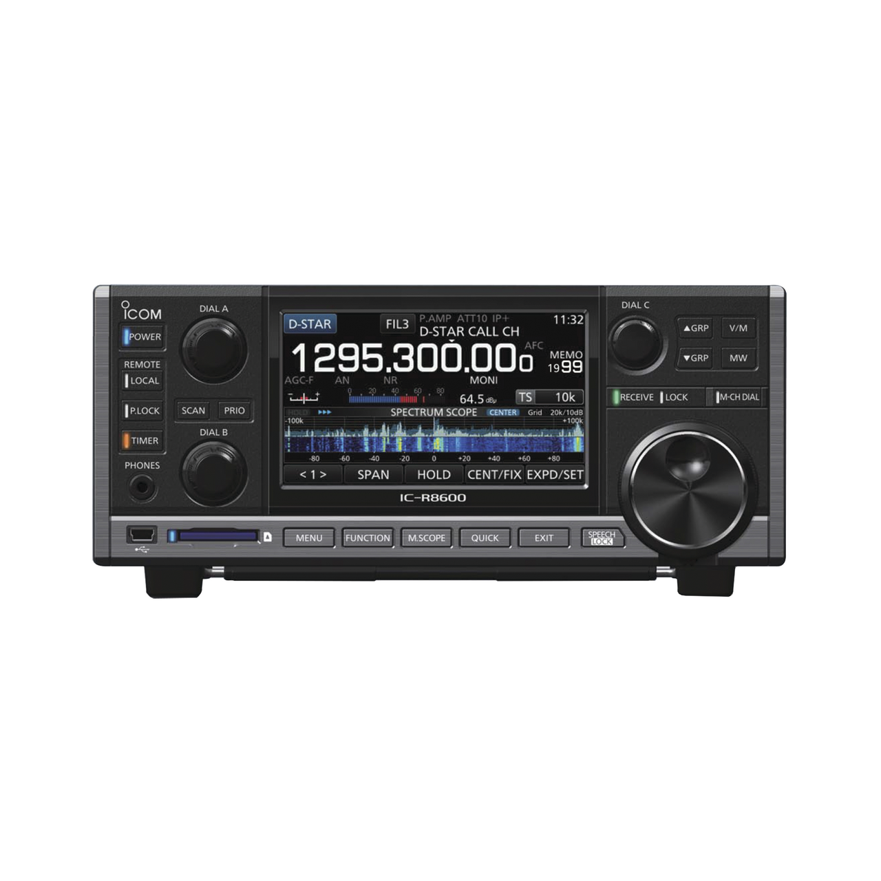 IC-R8600 Receptor en ancho de banda de 10kHz a 3GHz, para protocolos digitales y analógicos:  NXDN, D-STAR, P25 (fase 1), DPMR, USB, LSB, CW, FSK, AM, FM, WFM.
