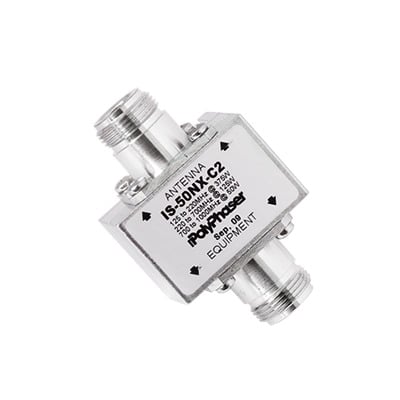 IS-50NX-C2 Protector Coaxial RF de CD Para 125 - 1000 MHz Con Ceja lateral y Conectores N Hembra en Ambos Lados, 50 ?