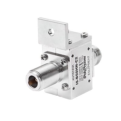 IS-B50HN-C2 Protector RF Coaxial Para 125 a 1000 MHz Con Ceja Frontal Con Conectores N Hembra en Ambos Lados, 50 ?