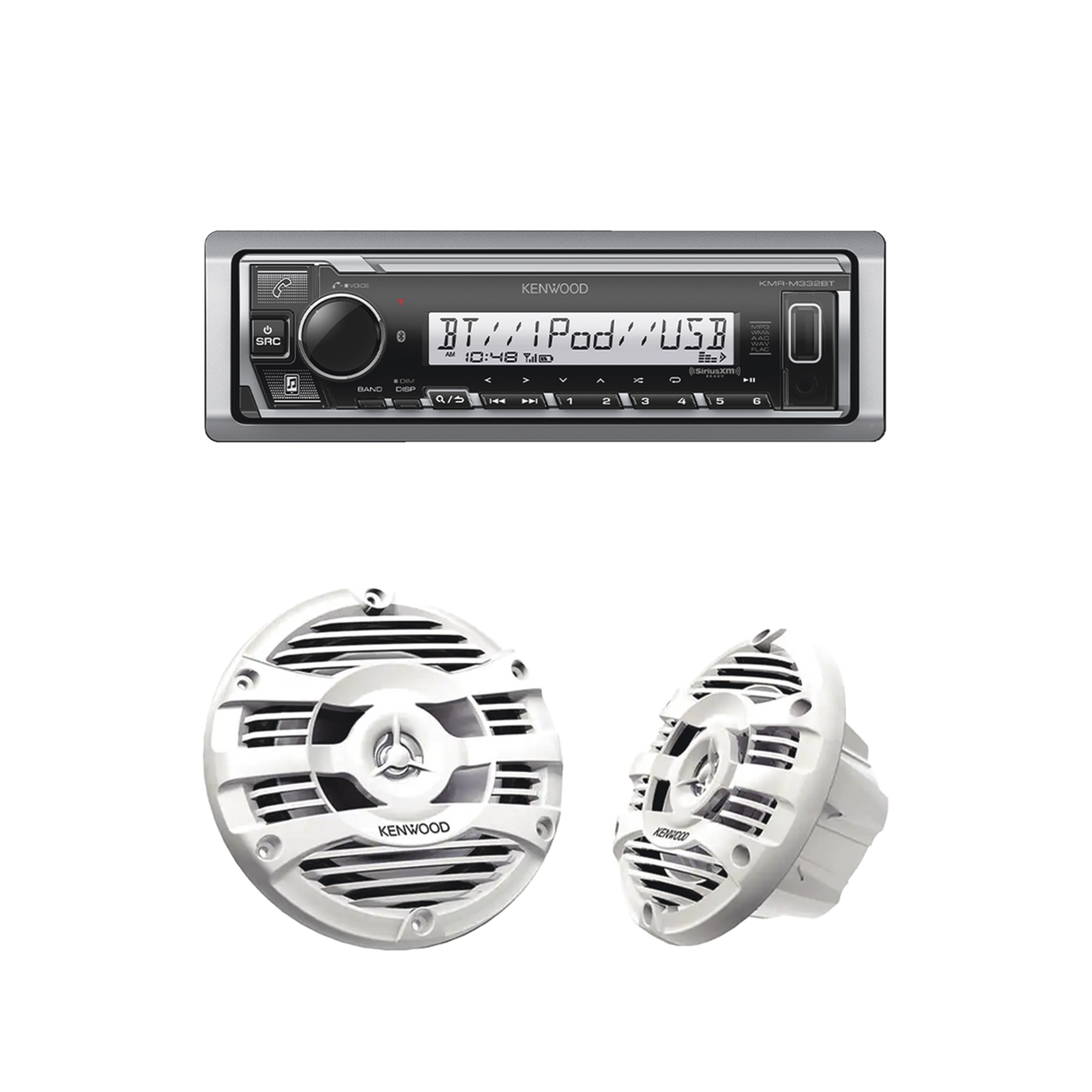 KE/1653MRW Kit de estéreo con Bluetooth KMR-M332BT | más Par de bocinas KFC-1653MRW