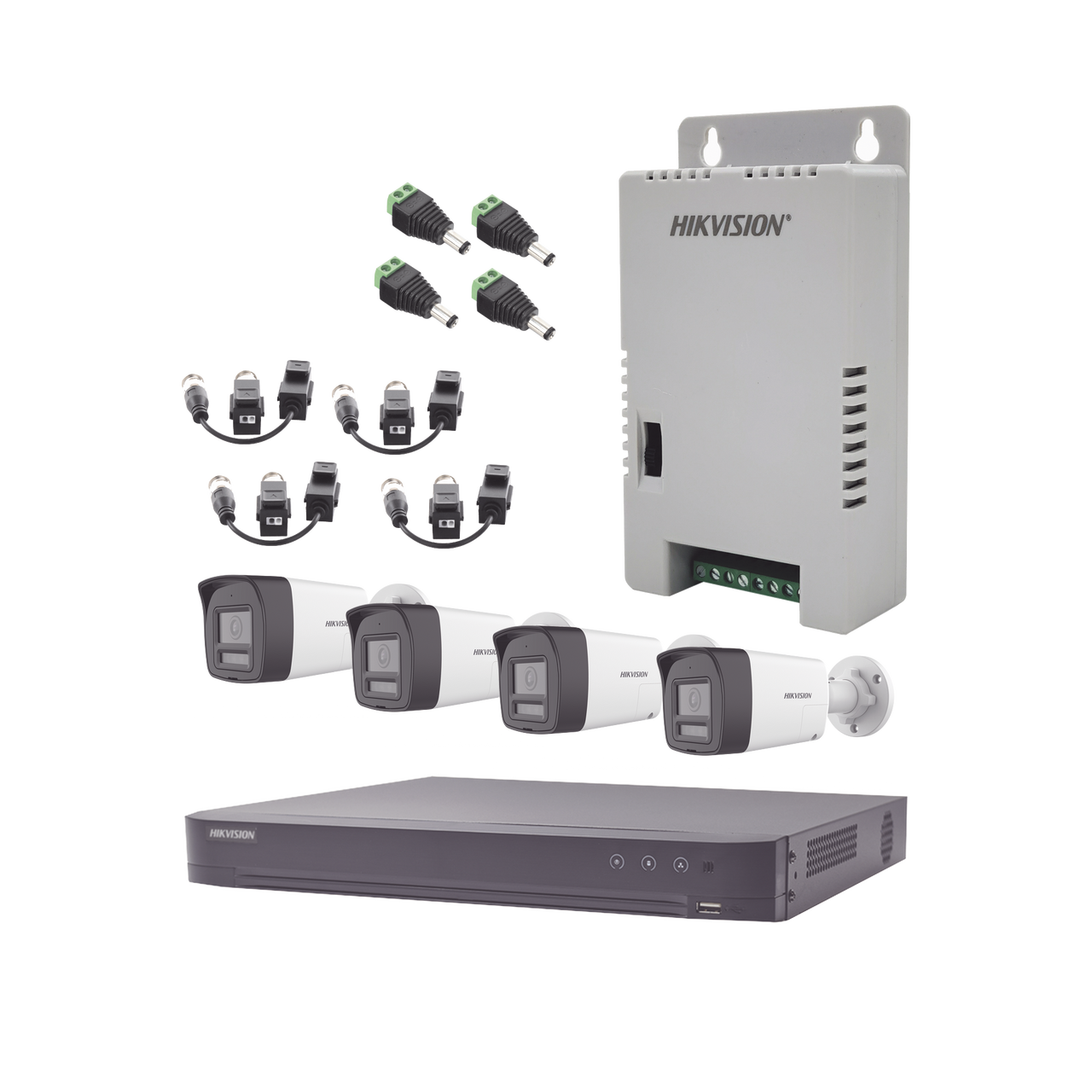 KH-4K-4B-TWA Kit Audio Bidireccional TurboHD 4K-3K / DVR 4 Canales 4K / 4 Cámaras Bala (Exterior) con Bocina y Microfóno Integrado 3K / 1 Fuentes de Poder / Accesorios