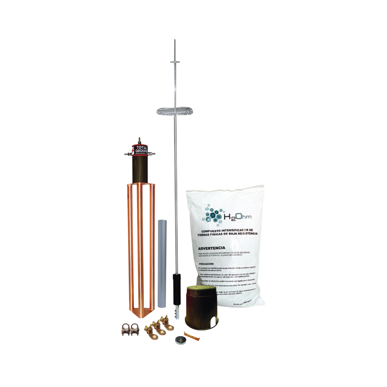 KIT-DIPOLO-T Kit de Pararrayo para Torre o Poste tipo Dipolo Corona con Electrodo y Accesorios de instalación.