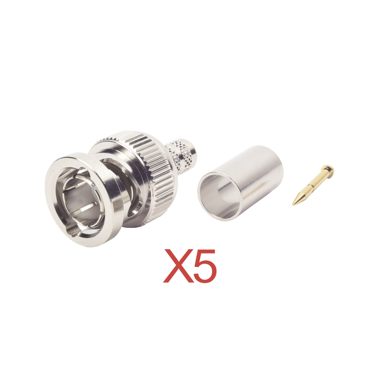 KIT-RFB-1707-D5 Kit de 5 Conectores BNC Macho RFB-1707-D de Anillo Plegable / RG-59, 75 Ohm.