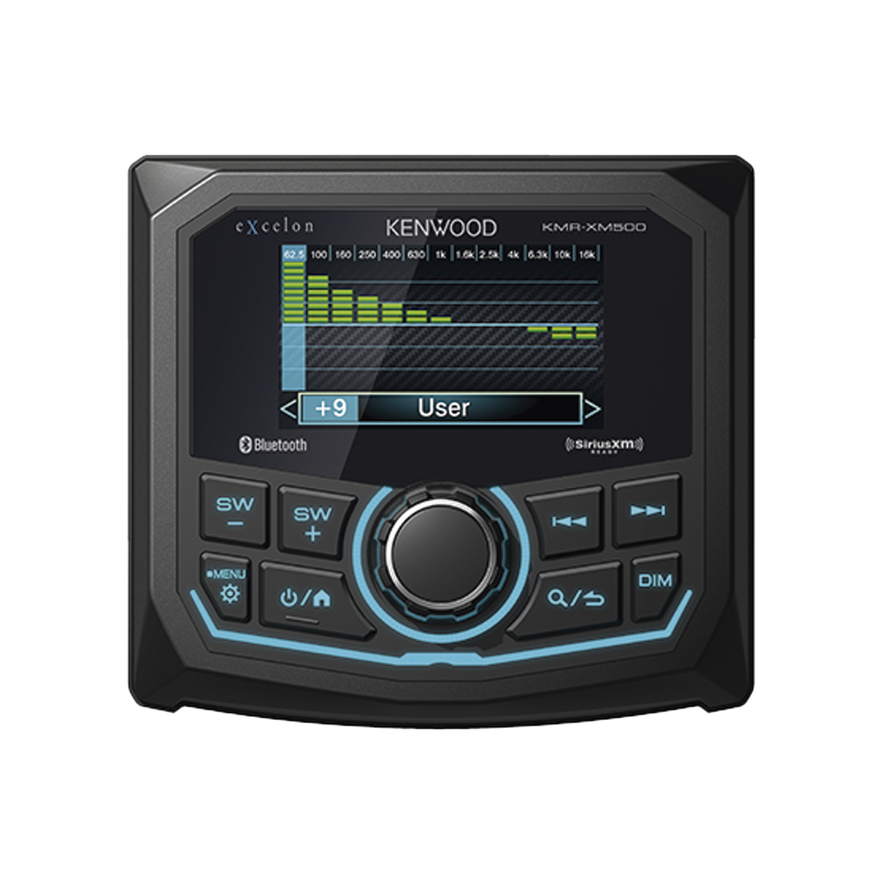 KMR-XM500 Estéreo marino sumergible IP66, con pantalla de 2.7 pulgadas, conexión Bluetooth, iluminación multicolor variable, con entrada USB