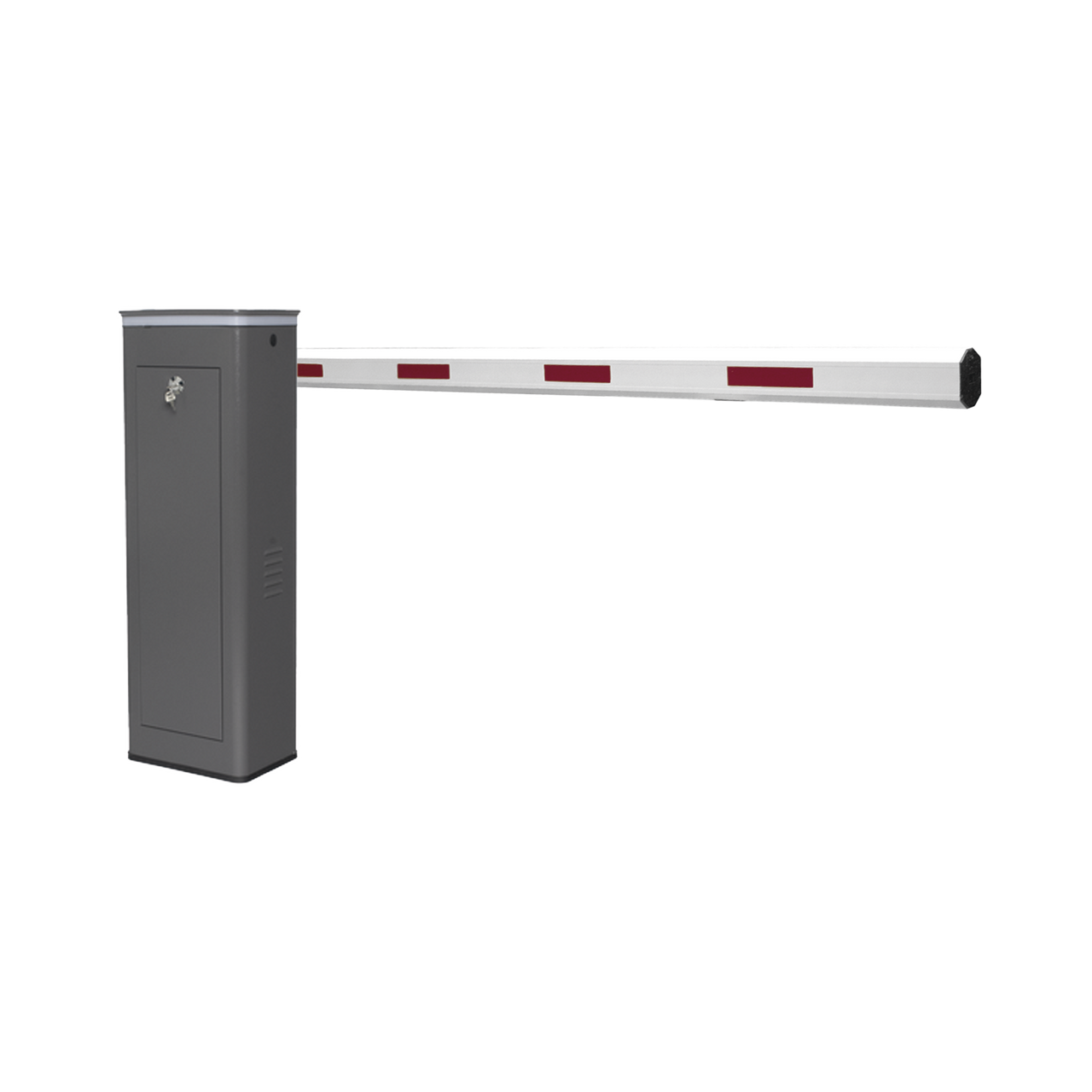 KT-XBF-RB Kit de Barrera Vehicular Derecha y Brazo de 3 Metros / Finales de Carrera Ajustables por Programación / Movimiento Fluido / Diseño Elegante Color Gris / Con Corona Led Semaforizada