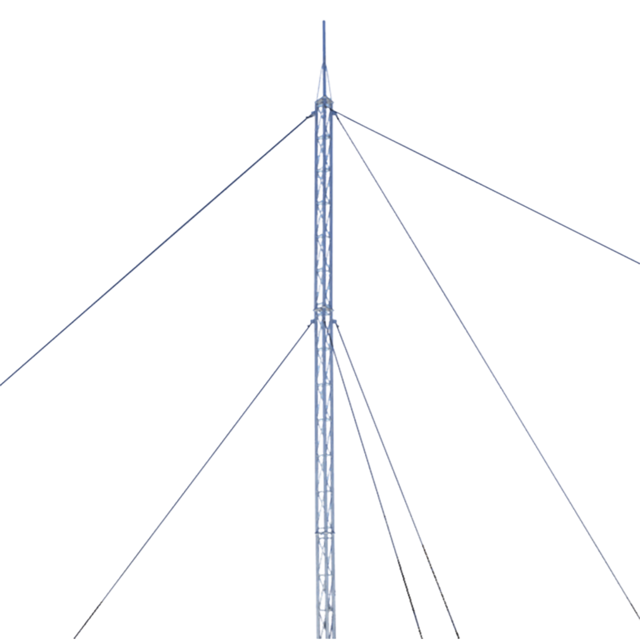 KTZ-30G-024P Kit de Torre Arriostrada de Techo de 24 m con Tramo STZ30G Galvanizada por Inmersión en Caliente (No incluye retenida).