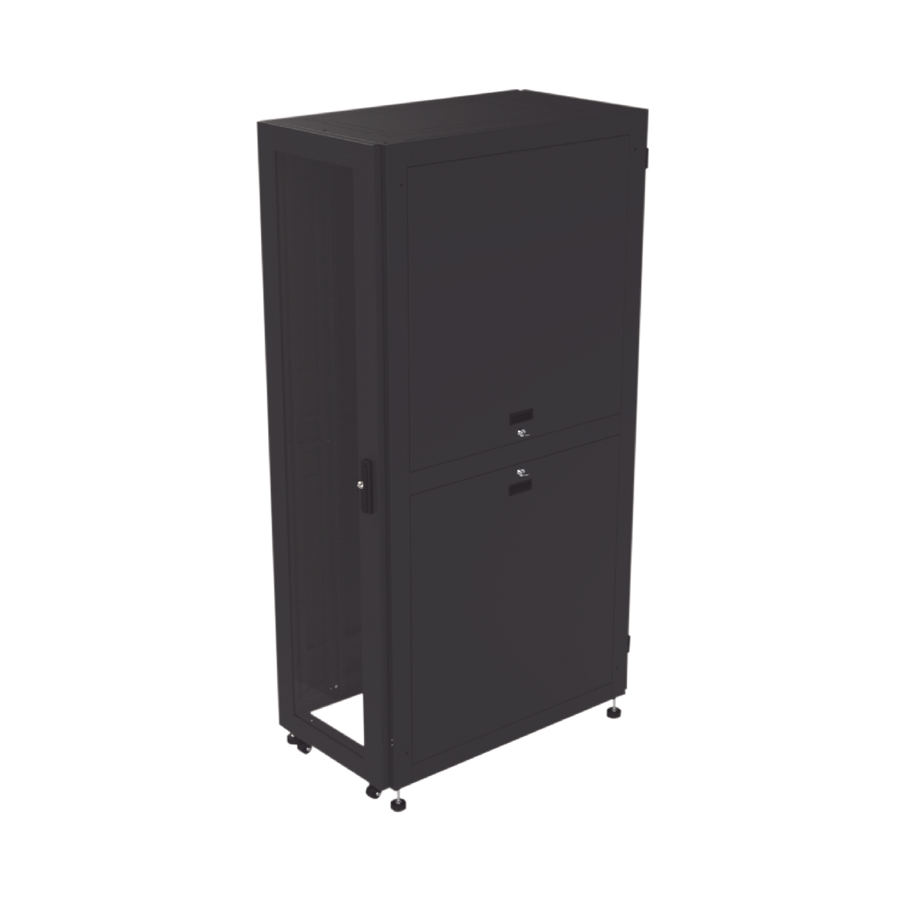 LP-60100-42U-R2 Gabinete para Telecomunicaciones Rack Estándar de 19, 42UR, 600 mm Ancho x 1000 mm Profundidad. Fabricado en Acero, Se envía el Gabinete Armado.