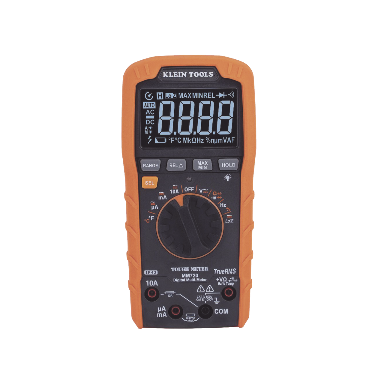 MM720 Multímetro Digital de Rango Automático con TRMS 1000V Medición de Temperatura y Baja Impedancia