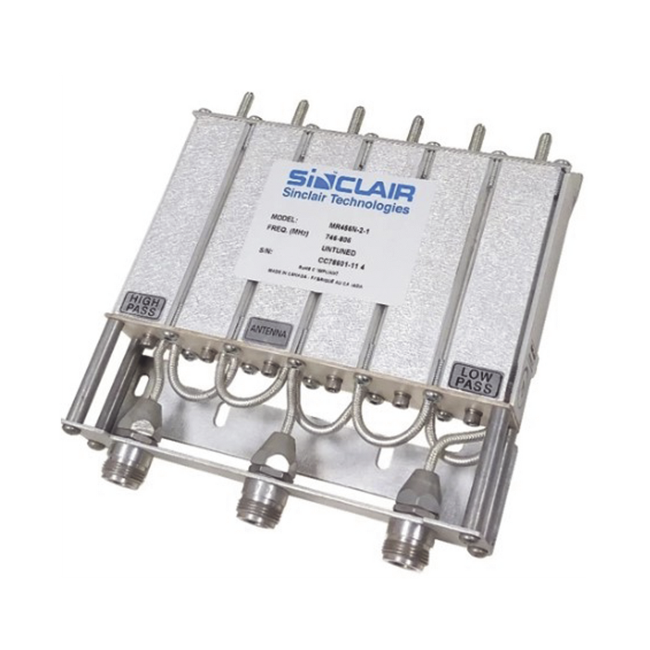 MR456B-1-1 Duplexer Móvil, 806-960 MHz, 6 Cavidades, 45 MHz Separación, 50 Watt, BNC Hembra.