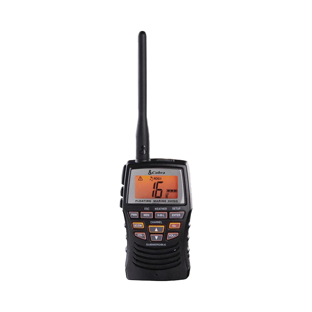 MRHH150FLT Radio portátil marino flotante y sumergible con potencia de RF de 3 Watts.