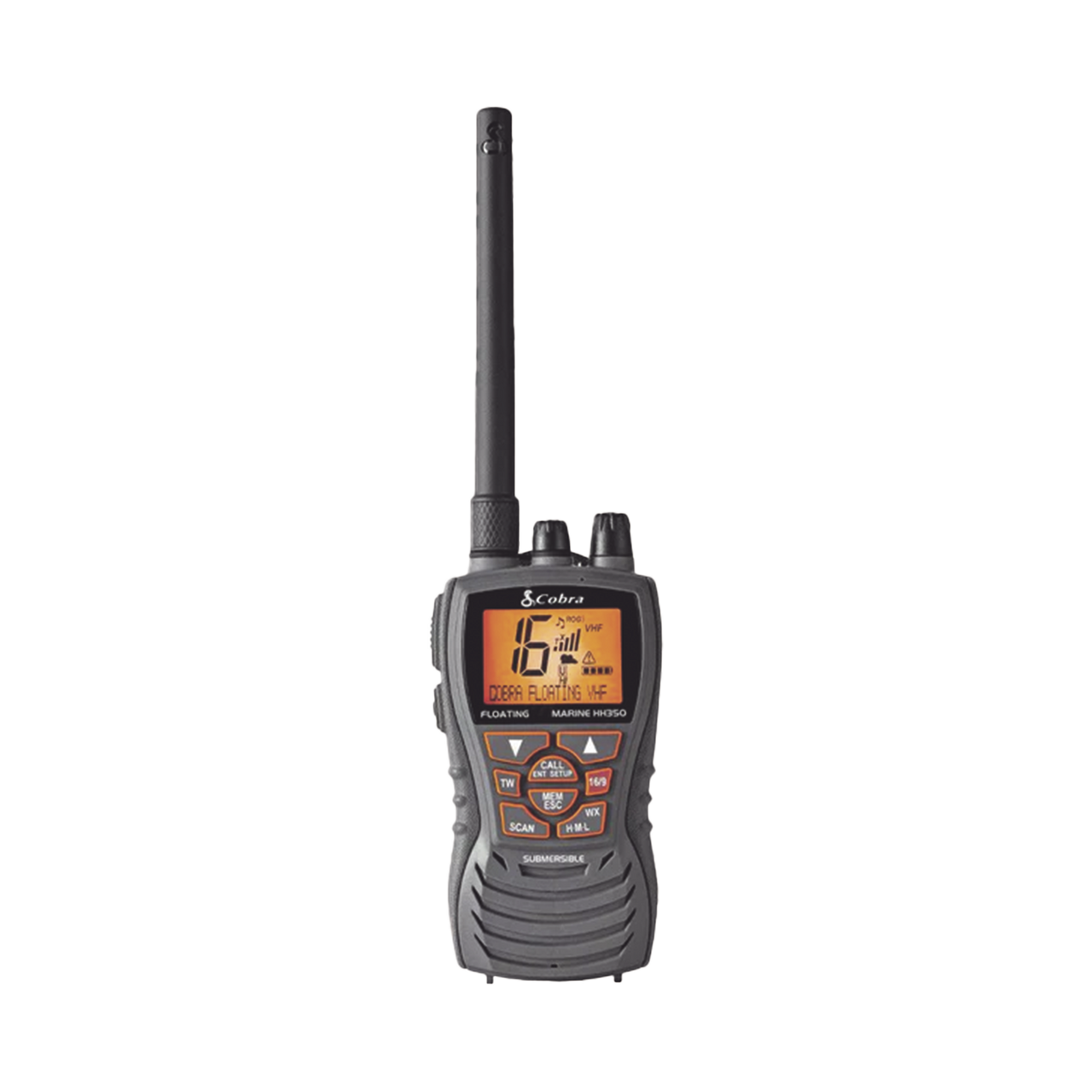 MRHH350FLT Radio portátil marino flotante y sumergible con función de eliminación de agua de la bocina mediante vibración,  potencia de RF de 6 Watts.