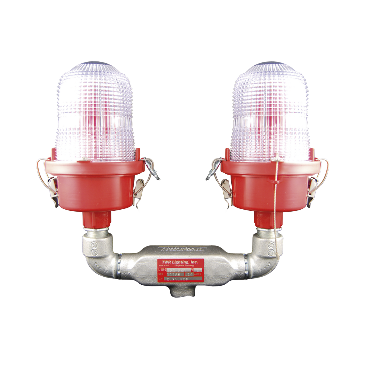 OL2-VLED-3IR Lámpara de Obstrucción Roja Tipo L-810, Doble LED de baja intensidad, (12 - 24 Vcc).