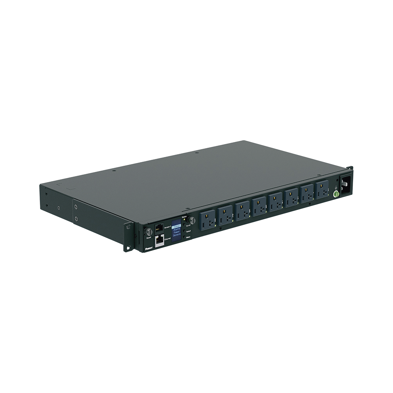P08E14M PDU Switchable y Monitoreable por Toma (MS) para Distribución de Energía, Enchufe de Entrada NEMA 5-15P, Con 8 Salidas 5-20R, Horizontal 19in, 120 Vca, 15 Amp, 1UR
