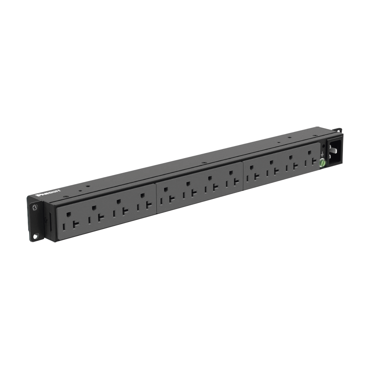 P12B19M PDU Básico para Distribución de Energía, Enchufe de Entrada NEMA 5-20P, Con 12 Contactos NEMA 5-20R, Instalación Horizontal de 19in, 1UR, 20 Amp, 120 Vca
