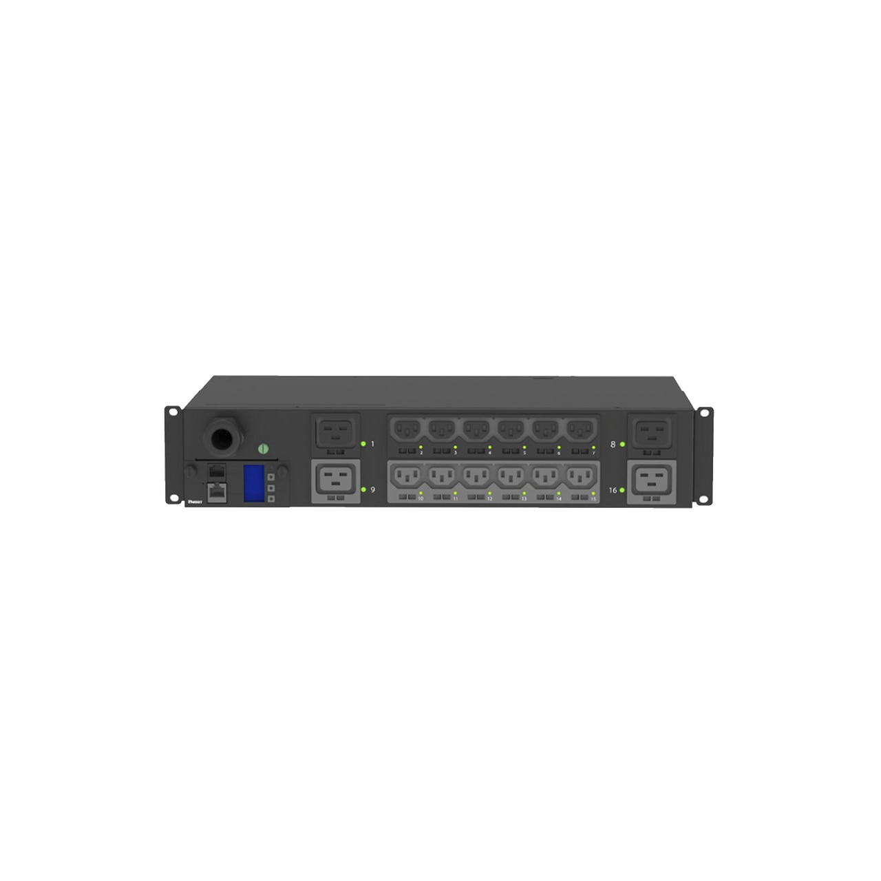 P16E19M PDU Monitoreable y Switchable (MS) para Distribución de Energía, Enchufe de Entrada NEMA L6-30P, Con 12 Salidas C13 y 4 Salidas C19, Horizontal 19in, 208 Vca, 30 Amp, 2UR