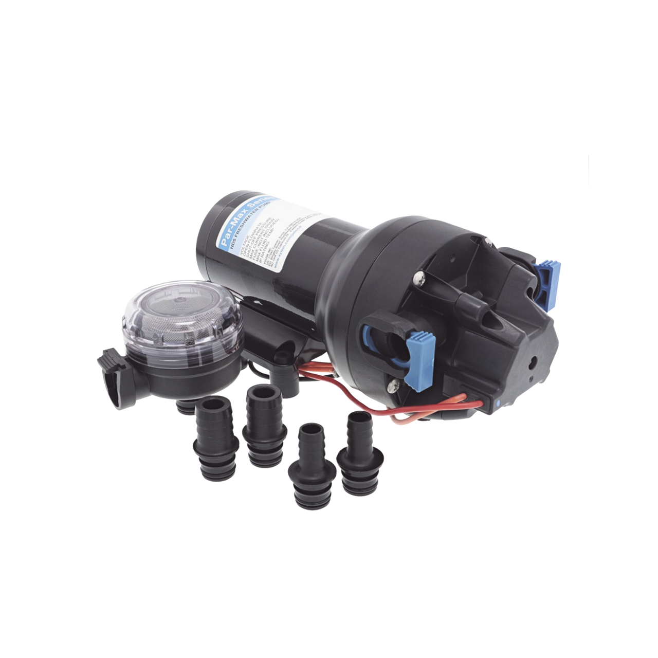 P501J-115S-3A Bomba controlada por presión Par Max para trabajo pesado a 12 Vcd, caudal de 5 GPM, presión máxima 40 psi, para manguera de entrada con orificio de 38 mm (1½?), manguera de descarga con orificio de 25 mm (1?)