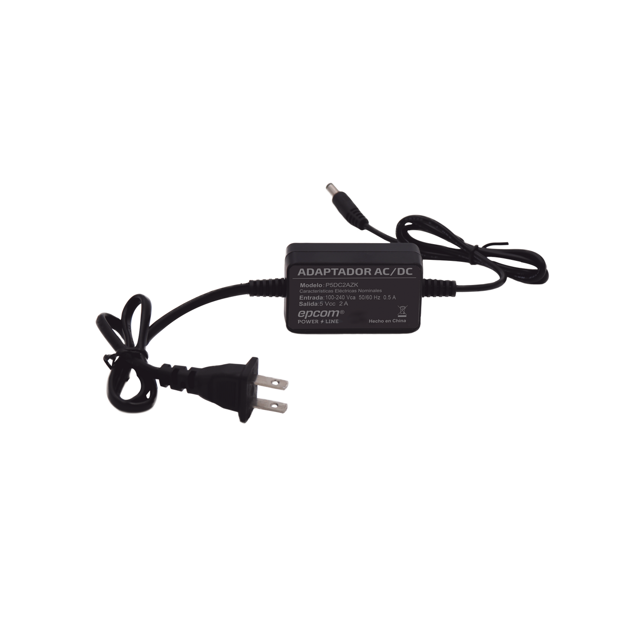 P5DC2AZK Adaptador 5 Vcc / 2A / UL / Voltaje de Entrada de 100-240 Vca / Para uso, solo en lectores biométricos de 5 Vcc de la marca ZK