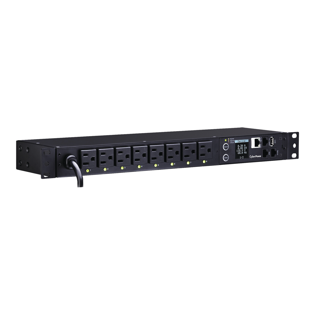 PDU41001 PDU Switchable por Toma, Para Distribución de Energía, Entrada 120 Vca NEMA 5-15P, Con 8 Salidas NEMA 5-15R, Horizontal 19in, 1UR