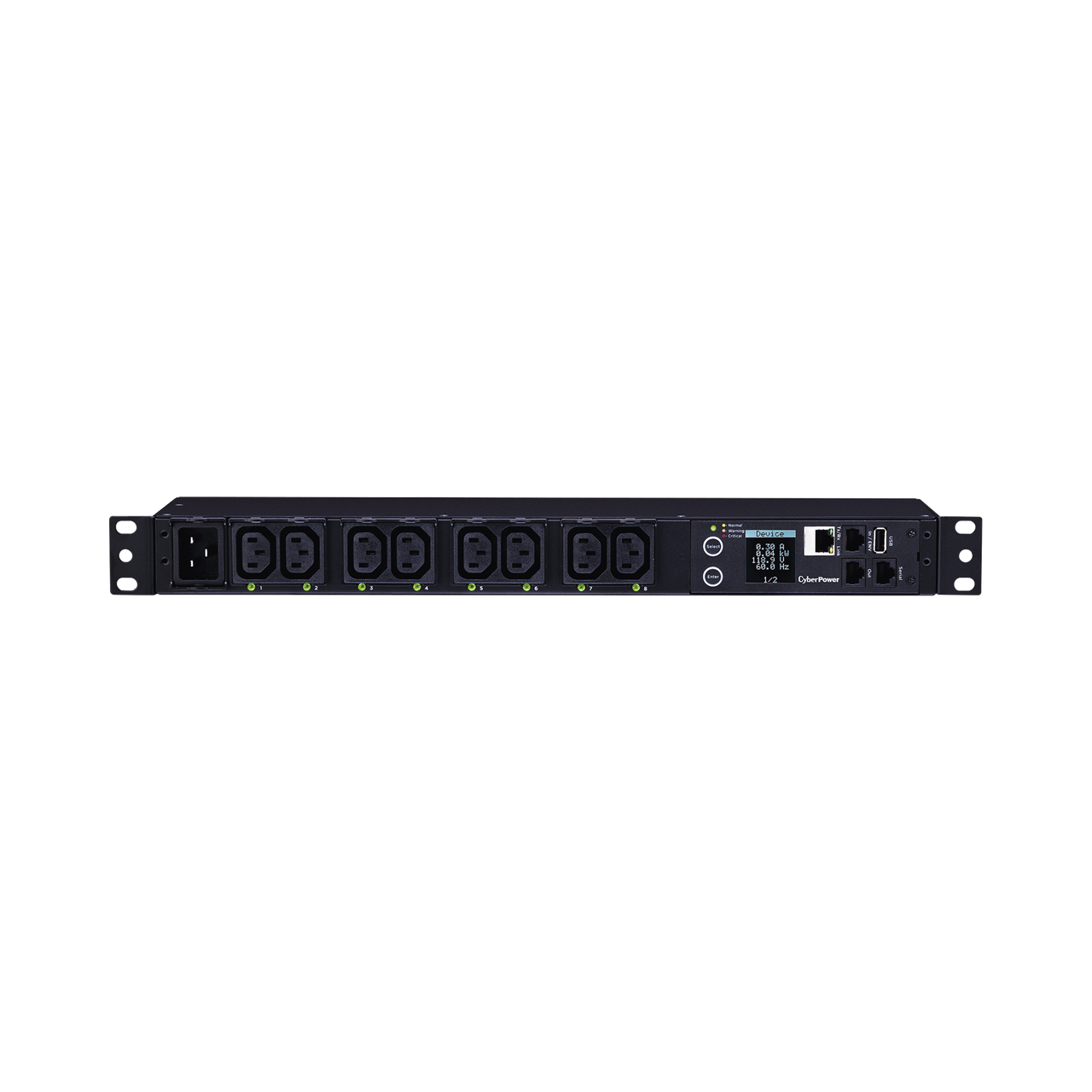 PDU81006 PDU Switchable y Monitoreable por Toma, para Distribución de Energía, Entrada 200-240 Vca NEMA L6-20P, Con 8 Salidas C13, Horizontal 19in, 2UR