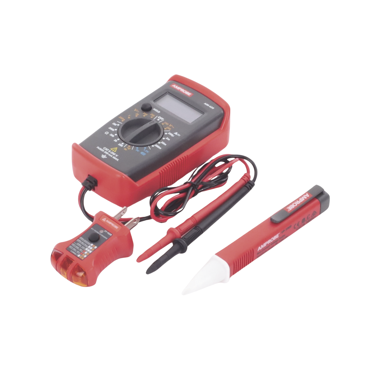 PK-110 KIT Básico 3 en 1 con Multímetro Digital + Detector de Tensión sin Contacto + Comprobador de Fase GFCI