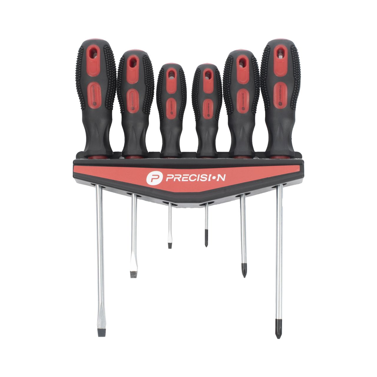 PST-H020-07 Juego de 6 desarmadores CrV con organizador y Mango Bicolor.