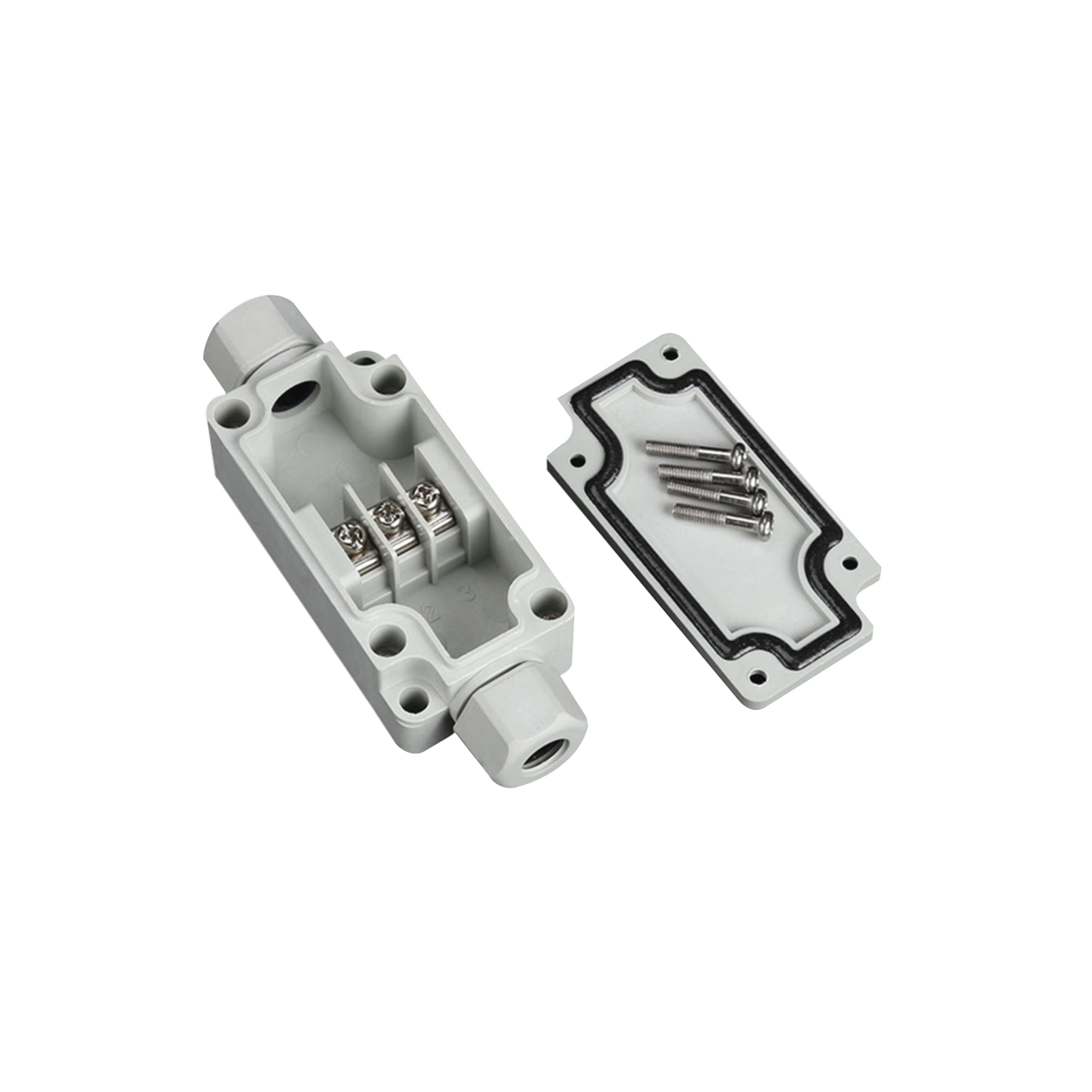 PST-PBT-3P Caja de Conexión Exterior con Terminales Intermedias para 3 Líneas (Tornillo simple). Incluye Glándulas.