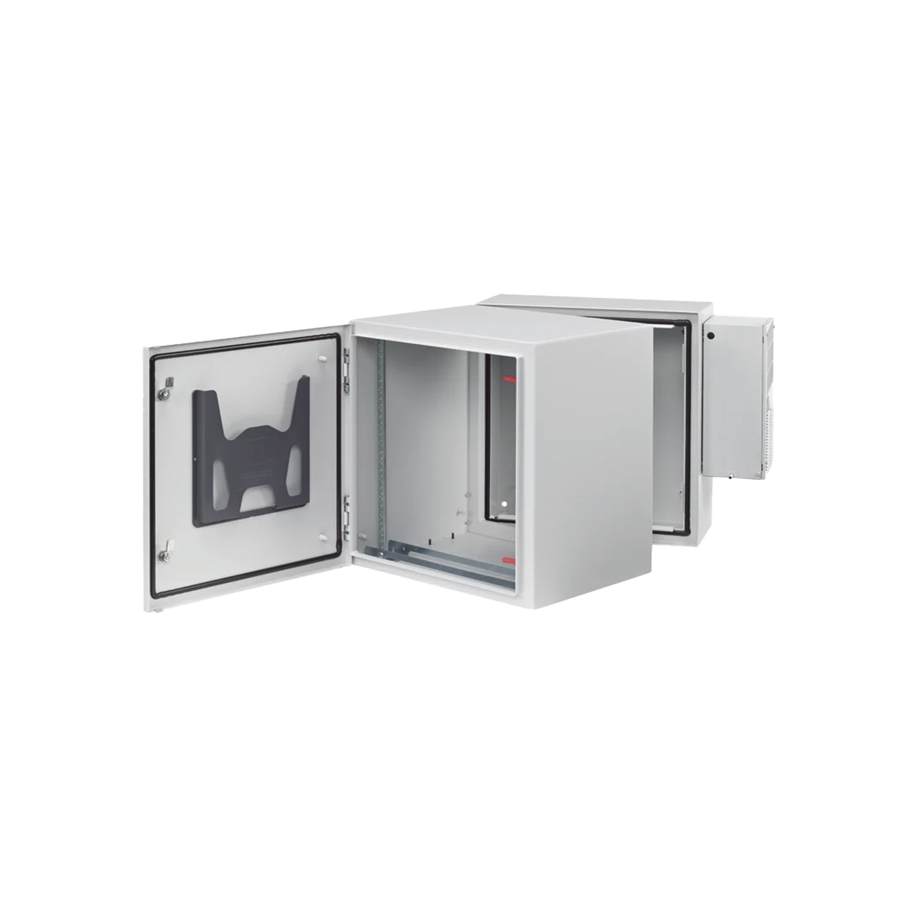 PTHS242430G4A Gabinete Industrial ProTek de Puerta Sólida, Con Aire Acondicionado de 2000 BTU, Protección NEMA Tipo 4/12; IP66; IK10, Abatible, Fabricado en Acero, 12 UR, Color Gris Claro