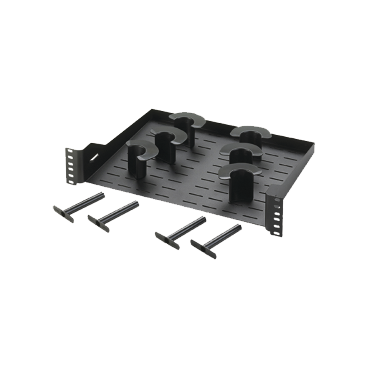 PZCHSM2 Charola Ventilada Para Administración de Cable en Racks o Gabinetes, con 6 Postes para Control de Holgura, de 19in, 2 UR, Color Negro