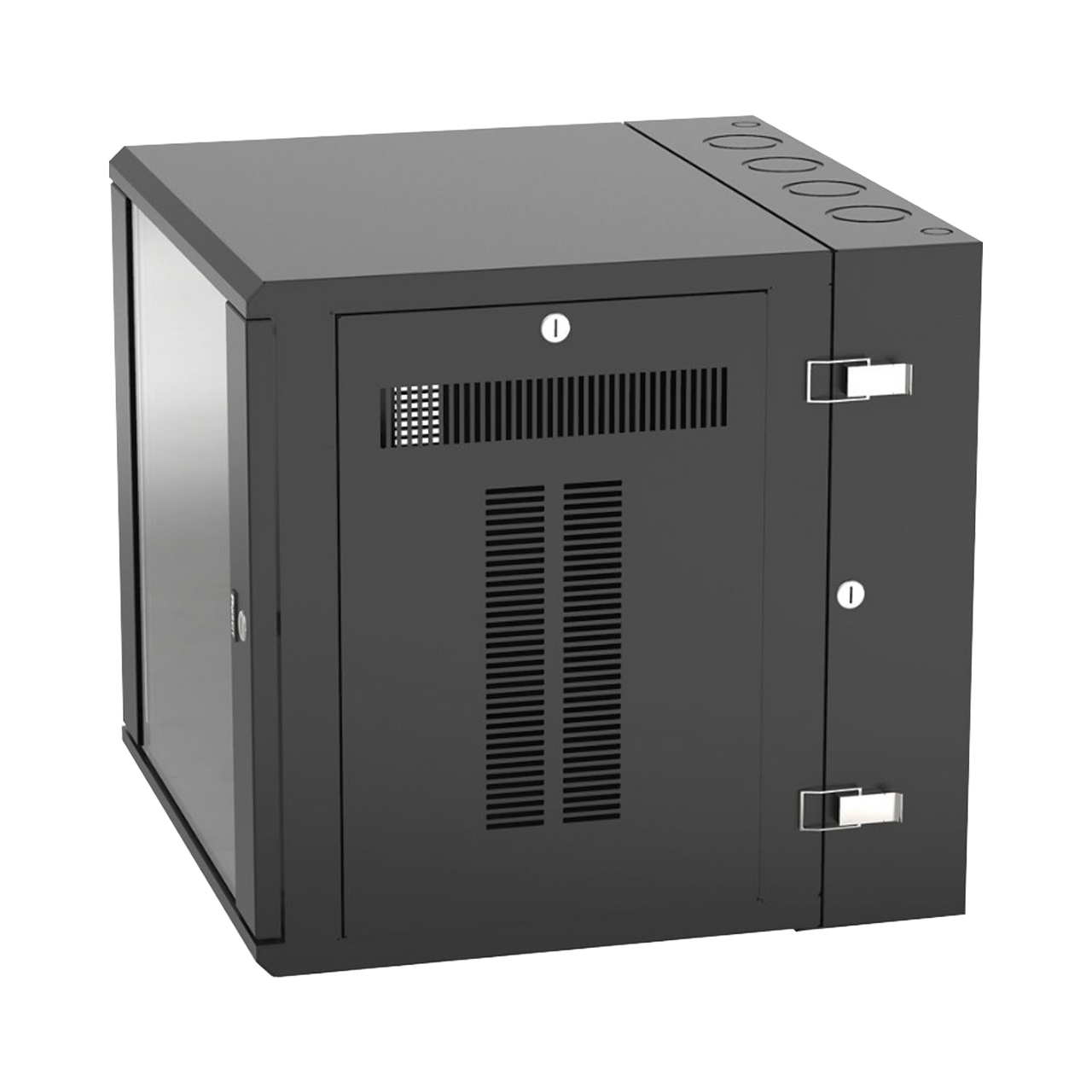 PZWMC12W Gabinete PanZone de Montaje en Pared, de 19in, Puerta con Ventana de Seguridad, 12 UR, 635mm de Profundidad, Color Negro