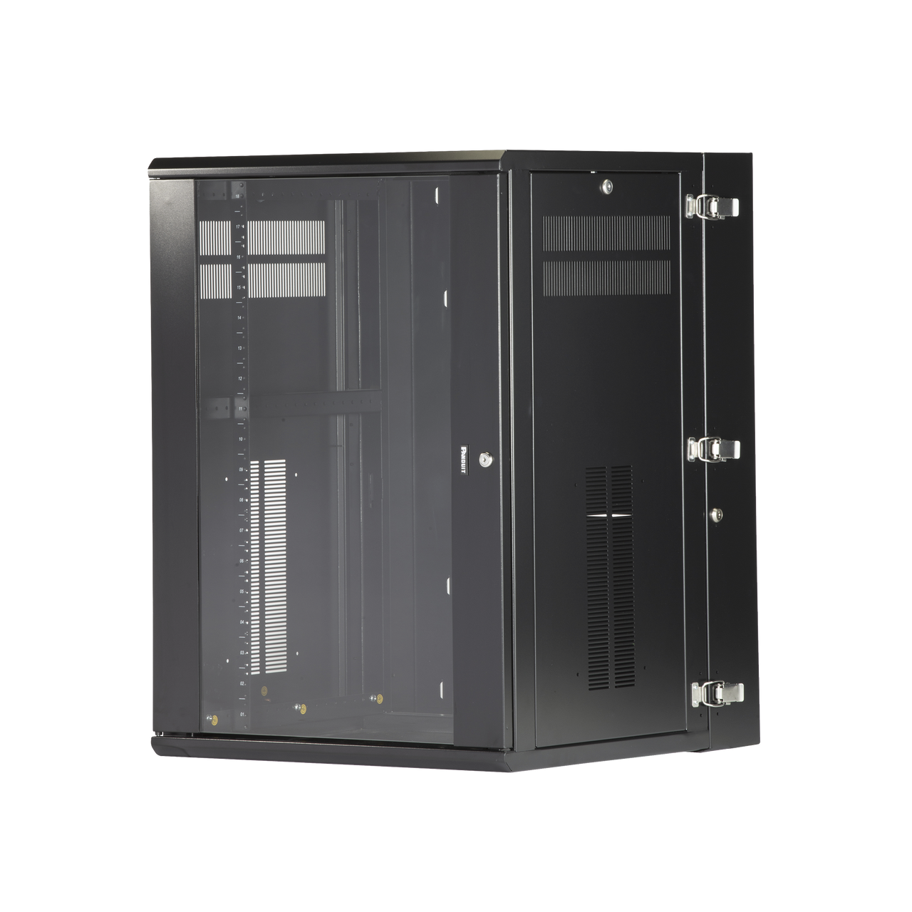 PZWMC18W Gabinete PanZone de Montaje en Pared, de 19in, Puerta con Ventana de Seguridad, 18 UR, 635mm de Profundidad, Color Negro