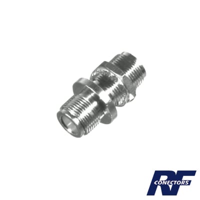 RFN-1023 Adaptador Doble N Hembra para Chasis de Montaje Frontal en Doble D Plano y Cuerpo Plateado.