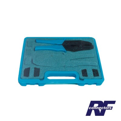 RFA-4005 Kit de Pinzas (RFA-4005-20) con 2 Juegos de Mordazas (RFA-4005-01 y RFA-4005-02) para Instalar Conectores de Anillo Plegable, Incluye Estuche de Plástico