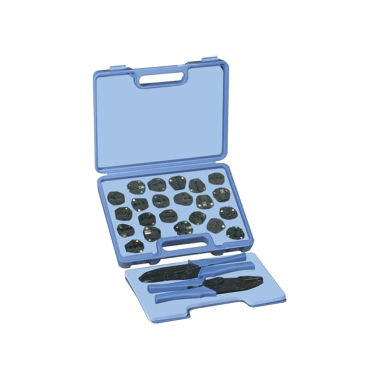 RFA-4006-500 Kit en Estuche de Plástico con 17 Muelas, 10 para instalar en Cable Coaxial y 7 para Terminales, Incluye 2 Pinzas RFA-4005-20.