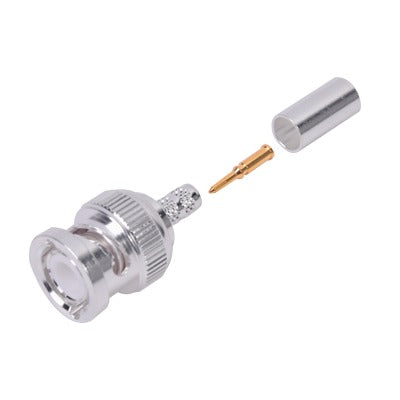 RFB-1106-2ST Conector BNC Macho de Anillo Plegable para Cable LP-142, LP-195, LMR-195, RG-58/U, RG-142/U, Plata/Oro/Teflón.