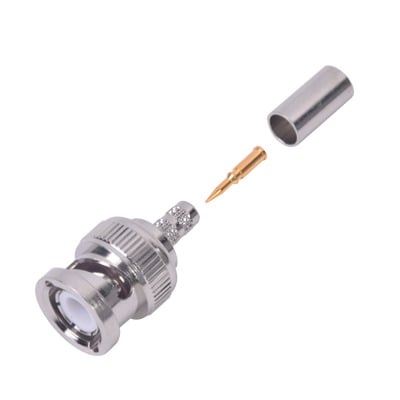 RFB-1106-2T Conector BNC Macho de Anillo Plegable para Cable LMR-195, RG-58/U, RG-142, Níquel/ Oro/ Teflón.