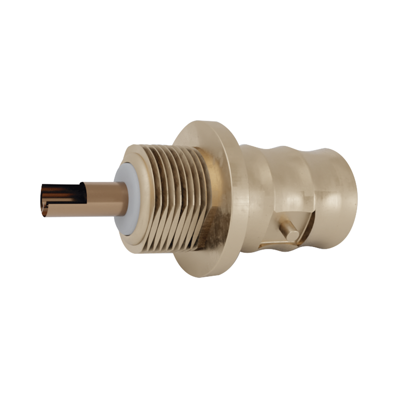 RFB-1116-NG-03 Conector BNC Hembra para Chasis, Soldable, Montaje Frontal D-Plano, Sin Herraje, Níquel/ Oro/ Teflón.