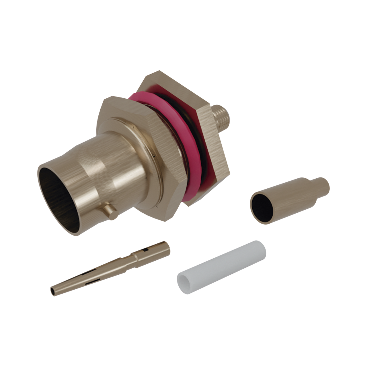 RFB-1117-BT-04  Conector BNC Hembra/ Chasis en D-Plano de Anillo Corto/ RG-174, RG-316, Níquel/Oro/Teflón.â??
