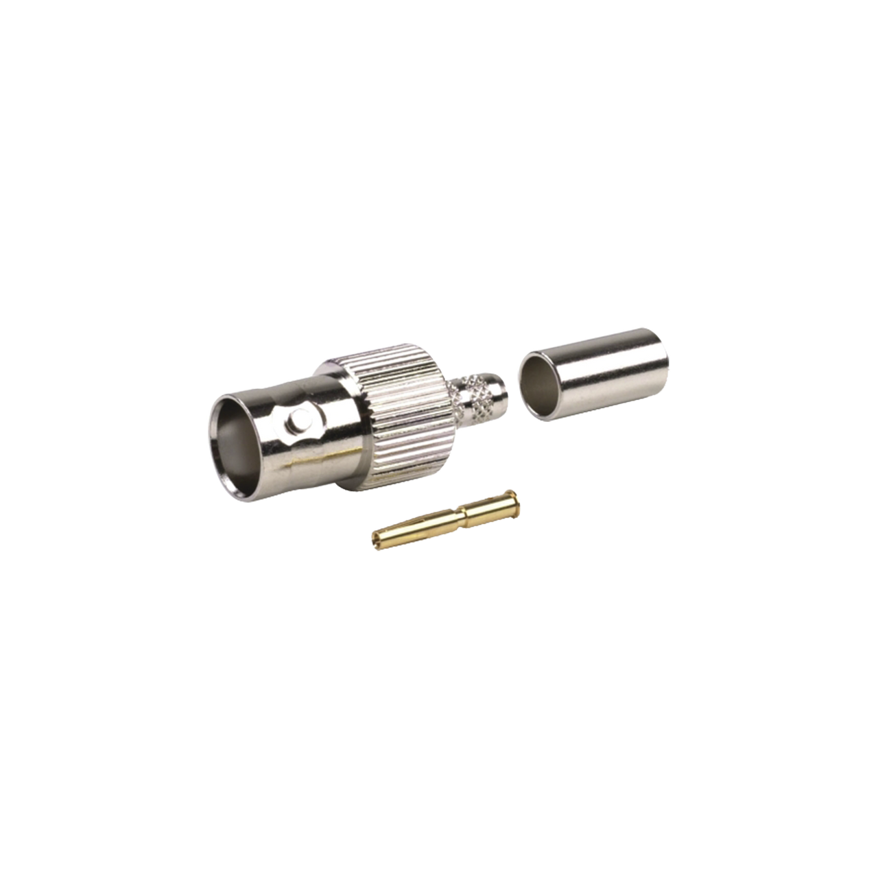 RFB-1124-1X Conector BNC Hembra de Anillo para Cables RG-8/X, LMR-240, 9258, Níquel/ Oro/ Delrin.
