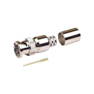 RFB-1707-R Conector BNC Macho de 75 Ohm, Anillo Plegable, para Cable 8238, RG-11/U, Níquel/ Oro/ Teflón.